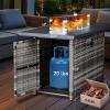 imageOutvita Fire Pit Table 43quot 50000 BTU Rectangle Metal and Wicker Propane Fire Table with Lid Lava Rocks Waterproof Dust Cover and Glass Wind Guard for Garden Backyard Deck Patio