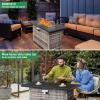 imageOutvita Fire Pit Table 43quot 50000 BTU Rectangle Metal and Wicker Propane Fire Table with Lid Lava Rocks Waterproof Dust Cover and Glass Wind Guard for Garden Backyard Deck Patio
