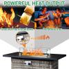 imageOutvita Fire Pit Table 43quot 50000 BTU Rectangle Metal and Wicker Propane Fire Table with Lid Lava Rocks Waterproof Dust Cover and Glass Wind Guard for Garden Backyard Deck Patio