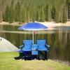 imageOutvita Folding Double Camping Chair wUmbrella Beverage Holder Carrying Bag Cooler Fold Up Table Large Bearing Capacity for Beach Patio Pool Park Outdoor BlueBlue