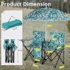 imageOutvita Folding Double Camping Chair wUmbrella Beverage Holder Carrying Bag Cooler Fold Up Table Large Bearing Capacity for Beach Patio Pool Park Outdoor BlueCoconut Tree Pattern