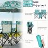 imageOutvita Folding Double Camping Chair wUmbrella Beverage Holder Carrying Bag Cooler Fold Up Table Large Bearing Capacity for Beach Patio Pool Park Outdoor BlueCoconut Tree Pattern