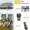 imageOutvita Folding Double Camping Chair wUmbrella Beverage Holder Carrying Bag Cooler Fold Up Table Large Bearing Capacity for Beach Patio Pool Park Outdoor BlueGrey