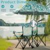 imageOutvita Folding Double Camping Chair wUmbrella Beverage Holder Carrying Bag Cooler Fold Up Table Large Bearing Capacity for Beach Patio Pool Park Outdoor BlueCoconut Tree Pattern