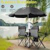 imageOutvita Folding Double Camping Chair wUmbrella Beverage Holder Carrying Bag Cooler Fold Up Table Large Bearing Capacity for Beach Patio Pool Park Outdoor BlueBlack