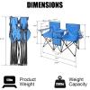 imageOutvita Folding Double Camping Chair wUmbrella Beverage Holder Carrying Bag Cooler Fold Up Table Large Bearing Capacity for Beach Patio Pool Park Outdoor BlueBlue