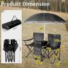 imageOutvita Folding Double Camping Chair wUmbrella Beverage Holder Carrying Bag Cooler Fold Up Table Large Bearing Capacity for Beach Patio Pool Park Outdoor BlueBlack