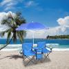 imageOutvita Folding Double Camping Chair wUmbrella Beverage Holder Carrying Bag Cooler Fold Up Table Large Bearing Capacity for Beach Patio Pool Park Outdoor BlueBlue