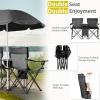 imageOutvita Folding Double Camping Chair wUmbrella Beverage Holder Carrying Bag Cooler Fold Up Table Large Bearing Capacity for Beach Patio Pool Park Outdoor BlueBlack