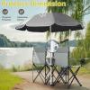 imageOutvita Folding Double Camping Chair wUmbrella Beverage Holder Carrying Bag Cooler Fold Up Table Large Bearing Capacity for Beach Patio Pool Park Outdoor BlueGrey