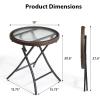 imageOutvita Folding Outdoor Side Tables for Patio Durable Tempered Glass Top with Metal Frame Foldable Round Side Table All Weather Rattan Portable Outside Furniture for Pool Balcony Deck Porch1pc