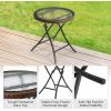 imageOutvita Folding Outdoor Side Tables for Patio Durable Tempered Glass Top with Metal Frame Foldable Round Side Table All Weather Rattan Portable Outside Furniture for Pool Balcony Deck Porch1pc