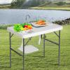 imageOutvita Folding Portable Camping Sink Table with Sink Faucet Drainage Hose ampamp Grid Rack White