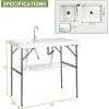 imageOutvita Folding Portable Camping Sink Table with Sink Faucet Drainage Hose ampamp Grid Rack White