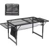 imageOutvita Folding Portable Picnic Camping Table Small Lightweight with 2 Wing Panels ampamp Carry Handle Outdoor Grill Table for Camping Cooking BBQ RV Picnic BlackBlack