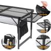 imageOutvita Folding Portable Picnic Camping Table Small Lightweight with 2 Wing Panels ampamp Carry Handle Outdoor Grill Table for Camping Cooking BBQ RV Picnic BlackBlack