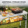 imageOutvita Folding Table 3FT Aluminum Camping Table with Storage Adjustable Height Picnic Table Lightweight for Carring Outdoor Party Events BeachWhite