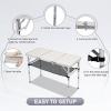 imageOutvita Folding Table 3FT Aluminum Camping Table with Storage Adjustable Height Picnic Table Lightweight for Carring Outdoor Party Events BeachWhite