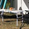 imageOutvita Folding Table 3FT Aluminum Camping Table with Storage Adjustable Height Picnic Table Lightweight for Carring Outdoor Party Events BeachWhite