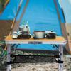 imageOutvita Folding Table 3FT Aluminum Camping Table with Storage Adjustable Height Picnic Table Lightweight for Carring Outdoor Party Events BeachWood