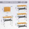 imageOutvita Folding Table 3FT Aluminum Camping Table with Storage Adjustable Height Picnic Table Lightweight for Carring Outdoor Party Events BeachWood