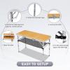 imageOutvita Folding Table 3FT Aluminum Camping Table with Storage Adjustable Height Picnic Table Lightweight for Carring Outdoor Party Events BeachWood