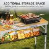 imageOutvita Folding Table 3FT Aluminum Camping Table with Storage Adjustable Height Picnic Table Lightweight for Carring Outdoor Party Events BeachWood