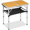 imageOutvita Folding Table 3FT Aluminum Camping Table with Storage Adjustable Height Picnic Table Lightweight for Carring Outdoor Party Events BeachWood