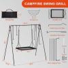 imageOutvita Grill Swing Campfire Grill Stand with Iron Grill Grate Campfire Cooking Rack with Hooks and Carry Bag Portable Cookware Hanging Rack Outdoor Camping Bonfire for Cookware ampamp Dutch Oven