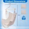 imageOutvita Hammock Chair Suspended Rope Swing with Stylish Tassels NonSlip Galvanized Steel Poles Includes 2 Fluffy Pillows Maximum Weight Capacity 500 lbs Indoor and Outdoor Available PallidPallid
