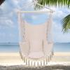 imageOutvita Hammock Chair Suspended Rope Swing with Stylish Tassels NonSlip Galvanized Steel Poles Includes 2 Fluffy Pillows Maximum Weight Capacity 500 lbs Indoor and Outdoor Available PallidPallid