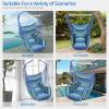 imageOutvita Hammock Chair Suspended Rope Swing with Stylish Tassels NonSlip Galvanized Steel Poles Includes 2 Fluffy Pillows Maximum Weight Capacity 500 lbs Indoor and Outdoor Available PallidBlue Stripe