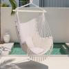 imageOutvita Hammock Chair Suspended Rope Swing with Stylish Tassels NonSlip Galvanized Steel Poles Includes 2 Fluffy Pillows Maximum Weight Capacity 500 lbs Indoor and Outdoor Available PallidPallid