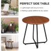 imageOutvita Indoor and Outdoor Side Table Small Patio Side Table Metal Round Portable Waterproof Weather Resistant End Table for Patio Garden Balcony Yard Wood Grain Color2
