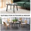 imageOutvita Indoor and Outdoor Side Table Small Patio Side Table Metal Round Portable Waterproof Weather Resistant End Table for Patio Garden Balcony Yard Wood Grain Color2