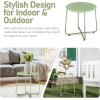 imageOutvita Indoor and Outdoor Side Table Small Patio Side Table Metal Round Portable Waterproof Weather Resistant End Table for Patio Garden Balcony Yard Wood Grain Color1