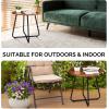 imageOutvita Indoor and Outdoor Side Table Small Patio Side Table Metal Round Portable Waterproof Weather Resistant End Table for Patio Garden Balcony Yard Wood Grain Color2