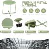 imageOutvita Indoor and Outdoor Side Table Small Patio Side Table Metal Round Portable Waterproof Weather Resistant End Table for Patio Garden Balcony Yard Wood Grain Color1