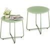 imageOutvita Indoor and Outdoor Side Table Small Patio Side Table Metal Round Portable Waterproof Weather Resistant End Table for Patio Garden Balcony Yard Wood Grain Color2