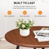 imageOutvita Indoor and Outdoor Side Table Small Patio Side Table Metal Round Portable Waterproof Weather Resistant End Table for Patio Garden Balcony Yard Wood Grain Color2