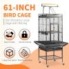 imageOutvita Large Rolling Bird Cage 65quot Metal Bird Cage with Play Top and Stand Flight Cage for Parrot Parakeet Cockatiel Lovebird PigeonBlack