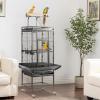imageOutvita Large Rolling Bird Cage 65quot Metal Bird Cage with Play Top and Stand Flight Cage for Parrot Parakeet Cockatiel Lovebird PigeonBlack