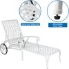 imageOutvita Lounge Chairs for Outside Patio Cast Aluminum Recliner with Adjustable Back and Rolling Wheels for Backyard Porch Pool Balcony Deck BlackWhite