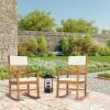 imageOutvita Outdoor Acacia Wood Rocking Chair Set of 2 Wooden Rocker wDetachable Washable Cushions Patio Rocker for Porch Garden Pool Indoor Natural
