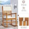 imageOutvita Outdoor Acacia Wood Rocking Chair Wooden Rocker wDetachable Washable Cushions Patio Rocker for Porch Garden Pool Indoor NaturalNaturalwith 2 Cushions