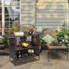 imageOutvita Outdoor Bar Counter Table Patio Wicker bar Table with 2 Layer Shelves and Wine Racks for Poolside Backyard Garden Porches Brown
