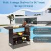 imageOutvita Outdoor Bar Counter Table Patio Wicker bar Table with 2 Layer Shelves and Wine Racks for Poolside Backyard Garden Porches Brown