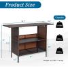 imageOutvita Outdoor Bar Counter Table Patio Wicker bar Table with 2 Layer Shelves and Wine Racks for Poolside Backyard Garden Porches Brown