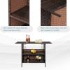 imageOutvita Outdoor Bar Counter Table Patio Wicker bar Table with 2 Layer Shelves and Wine Racks for Poolside Backyard Garden Porches Brown