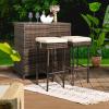 imageOutvita Outdoor Bar Table 3 Piece Rattan Patio Bar Set with Stools 40quot Height Tempered Glasstop Bar Table AllWeather Brown Wicker Furniture for Poolside Balcony Yard